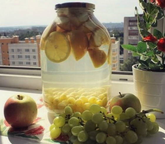 Компот из белого винограда и яблок на 3 литровую банку на зиму