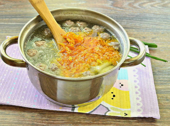 Суп с фрикадельками, капустой и картошкой