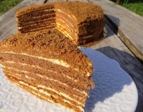 Медовый торт на сковороде с заварным кремом - 68 photo