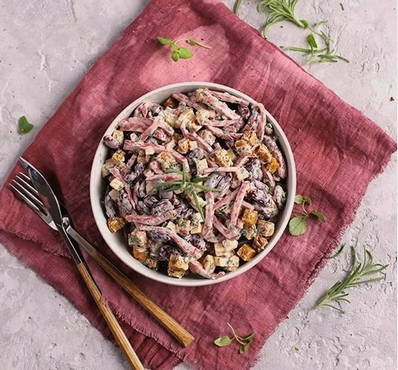 Салат с фасолью, колбасой и сухариками - 8 рецептов с пошаговыми фото