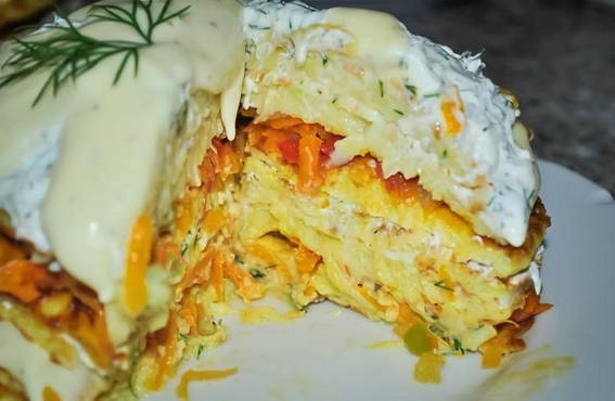 Кабачковый торт с плавленым сыром