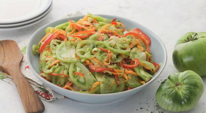 Салат из зелёных помидоров по-корейски на зиму простой рецепт пошаговый