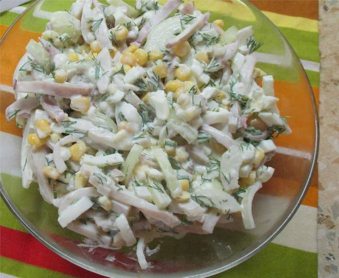 Вкусный салат из кальмаров. Рецепт салата с варёными кальмарами