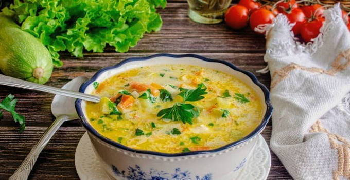 Суп из кабачков с плавленым сыром