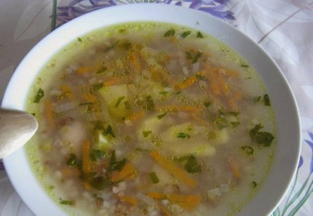 Суп на курином бульоне с гречкой