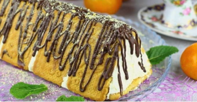 Торт «Домик» из печенья и творога