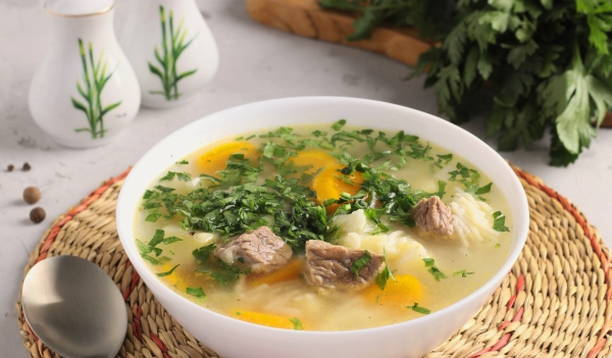Суп с мясом, вермишелью и картошкой