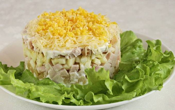 салат с кукурузой и сыром и ананасами рецепт | Дзен