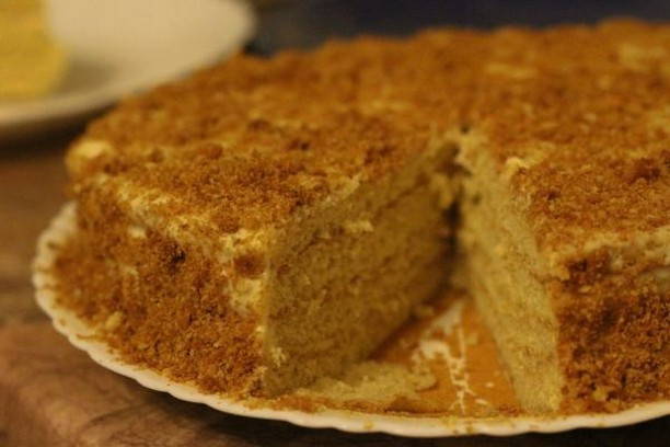 Торт Медовик из жидкого теста на сковороде простой рецепт пошаговый