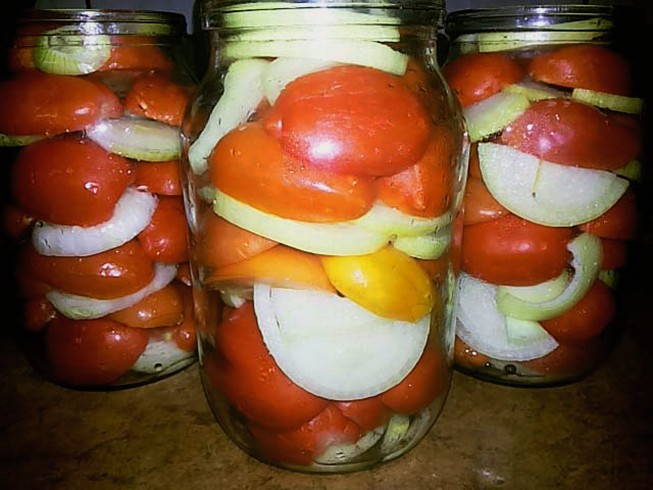 Резаные помидоры в желатине на зиму
