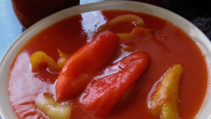 Перец в томатном соке без стерилизации на зиму