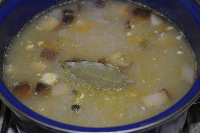 Суп из свежих белых грибов с сыром