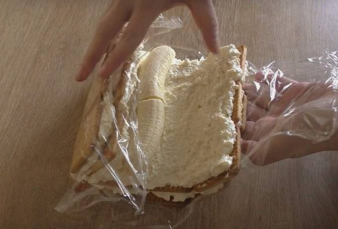 Торт из печенья домиком без выпечки с творогом