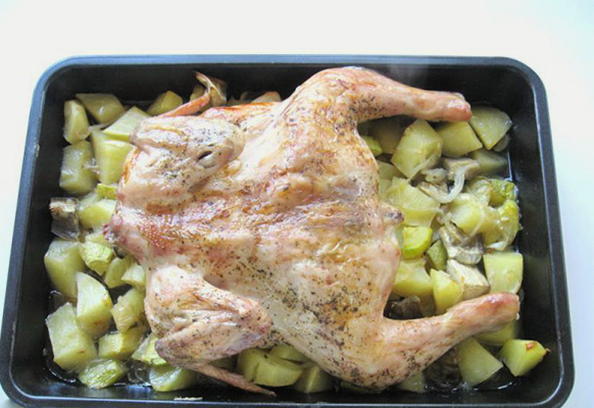 Цыпленок табака с картошкой в духовке | Рецепт | Национальная еда, Еда, Вкусная еда