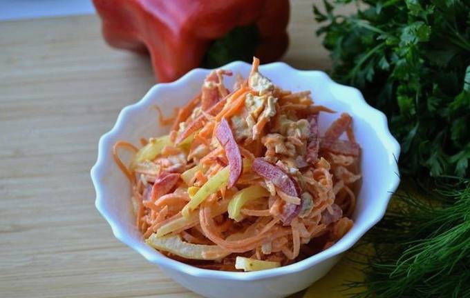 Салат с копченой курицей и корейской морковью - рецепт автора Оксана 🍓