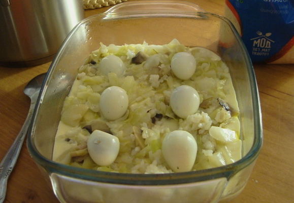 Заливной пирог с капустой и рисом в духовке