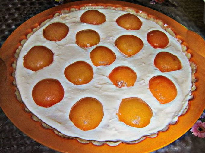 Творожный пирог с абрикосами в духовке