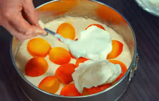 Пирог с абрикосами и творогом на песочном тесте