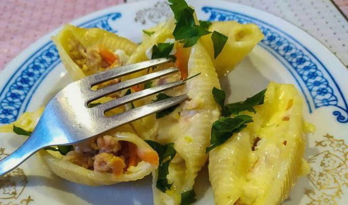 Фаршированные макароны ракушки с фаршем в духовке и на сковороде - 25 пошаговых фото