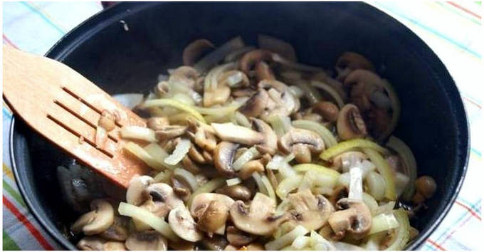 Говядина с грибами в сливочном соусе