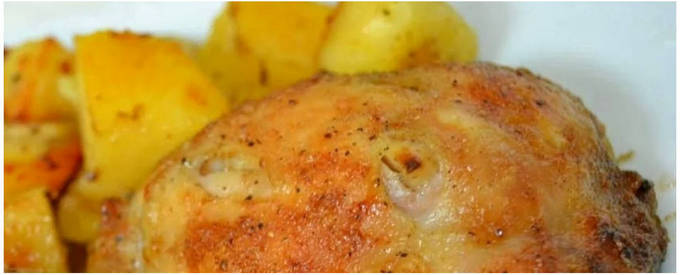 Пошаговый рецепт запеченной в духовке курицы с картошкой