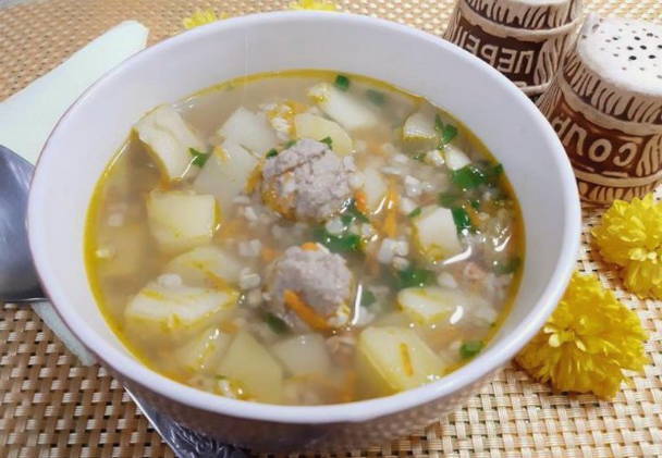 Гречневый суп с фрикадельками, пошаговый рецепт на ккал, фото, ингредиенты - Aleks