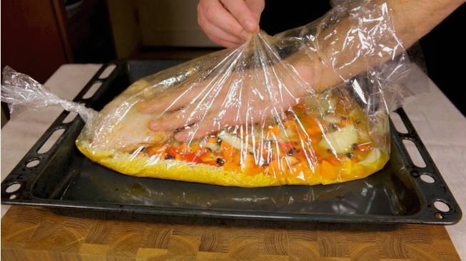Рис с курицей в пакете для запекания в духовке