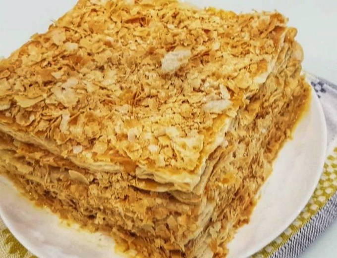 Торт наполеон со сгущенкой рецепт с фото пошагово