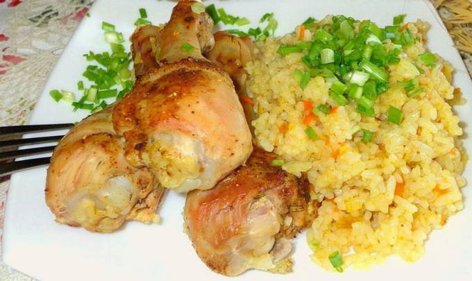 Куриные голени с рисом в духовке – пошаговый рецепт приготовления с фото