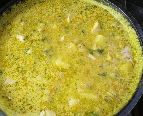 Тыквенный суп с плавленым сыром