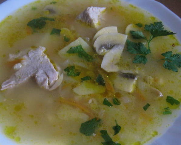 Грибной суп с мясом