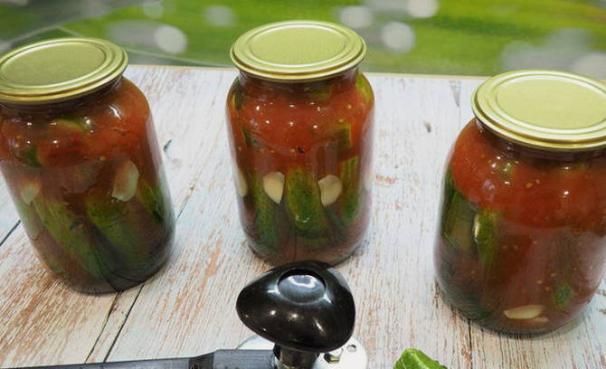 Обалденные огурцы в томатной заливке без стерилизации на зиму