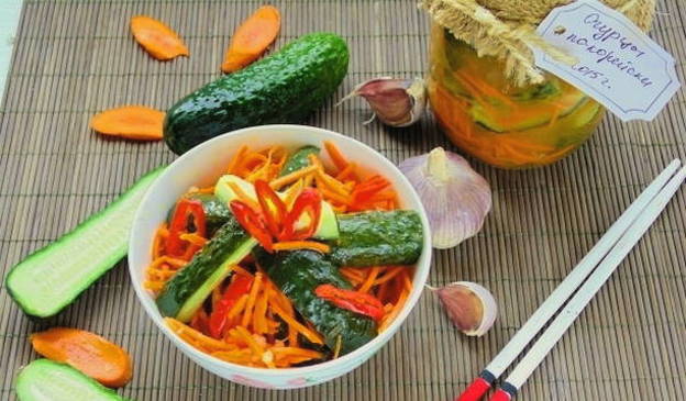 Салат «огурцы по-корейски» с морковью на зиму
