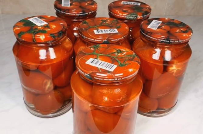 Сладкие помидоры в собственном соку на 1 литр без стерилизации на зиму