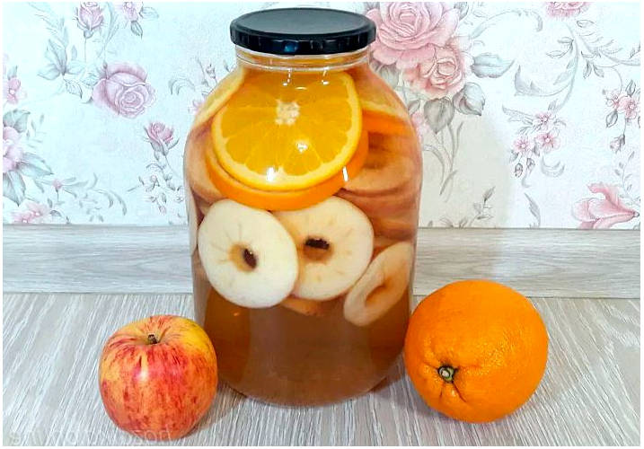 Компот из яблок и апельсинов на 3-х литровую банку без стерилизации на зиму