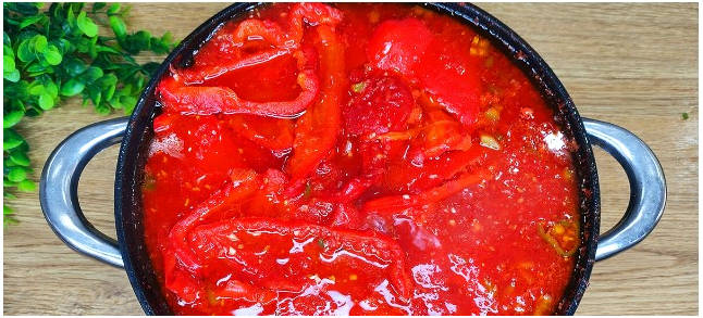 Перец в томатной заливке с помидорами на зиму