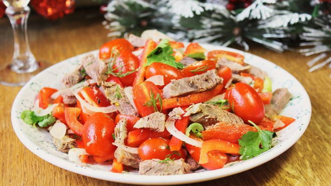Салат с говядиной и болгарским перцем