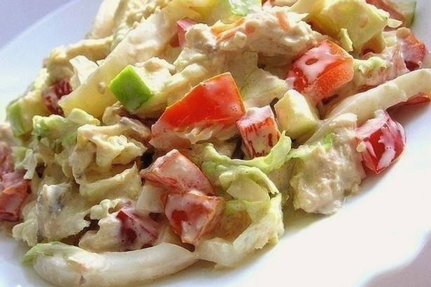 Салат с копченой курицей и пекинской капустой