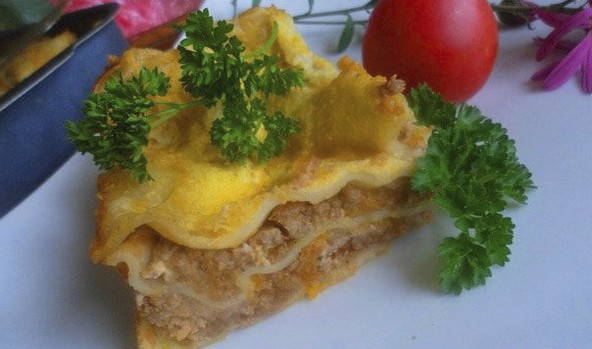 Лазанья с фаршем и овощами