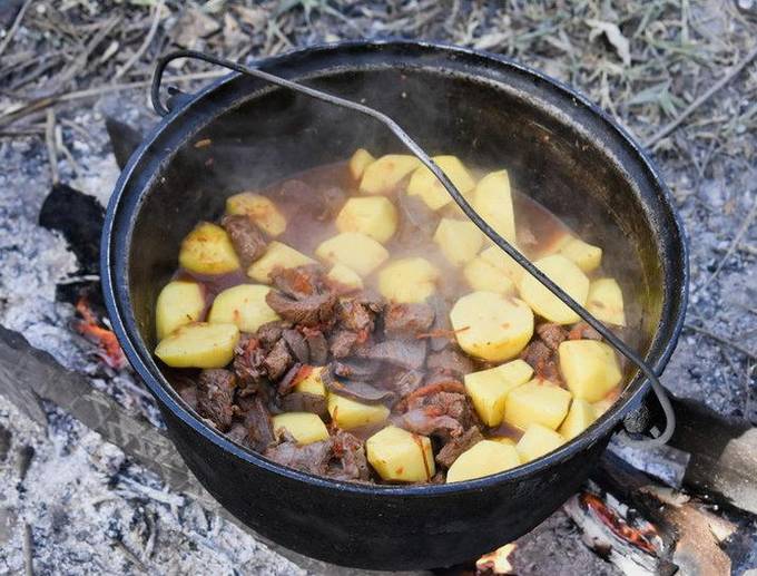 Шулюм из дикой утки на костре