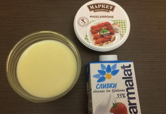 Крем из сливок, маскарпоне и сгущенки для торта