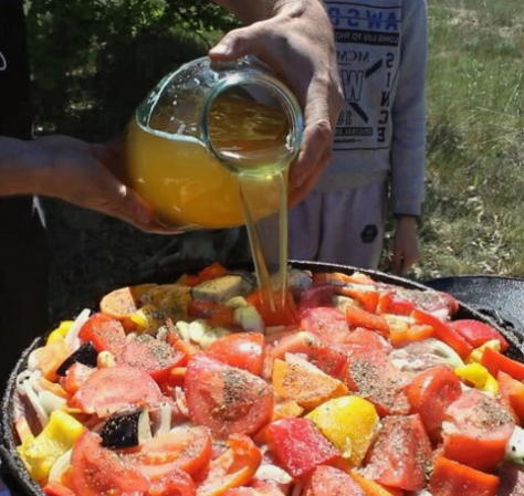 Хашлама из говядины с картофелем и баклажанами