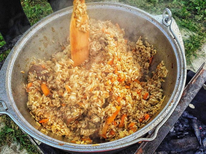 Плов на костре по-узбекски в казане