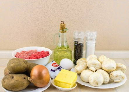 Стожки из фарша с грибами и сыром Стожки из фарша с грибами и сыром