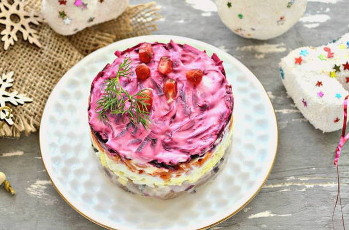 Селедка под шубой без картошки