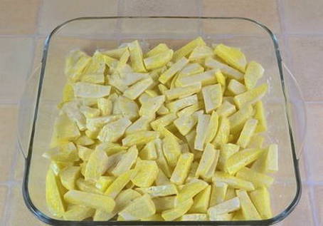 Картошка с курицей на противне в духовке