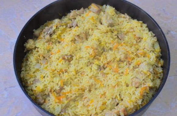 Рис с мясом на сковороде Рис с мясом на сковороде