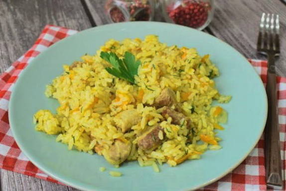 Рис с мясом на сковороде Рис с мясом на сковороде