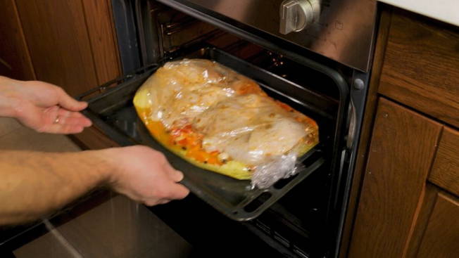 Рис с курицей в пакете для запекания в духовке