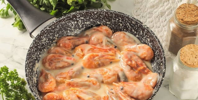 Креветки в сливочном соусе